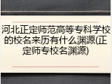 河北正定师范高等专科学校的校名来历有什么渊源(正定师专校名渊源)