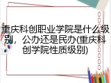 重庆科创职业学院是什么级别，公办还是民办(重庆科创学院性质级别)