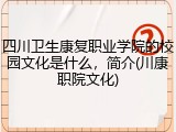 四川卫生康复职业学院的校园文化是什么，简介(川康职院文化)