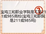 宝鸡三和职业学院是不是211或985高校(宝鸡三和职院是211或985吗)