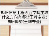 郑州信息工程职业学院主攻什么方向有哪些王牌专业(郑州职院王牌专业)