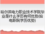 哈尔滨电力职业技术学院毕业是什么学历有何优势(哈电职院学历优势)