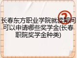 长春东方职业学院就读期间可以申请哪些奖学金(长春职院奖学金种类)