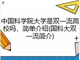 中国科学院大学是双一流高校吗，简单介绍(国科大双一流简介)