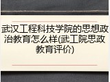 武汉工程科技学院的思想政治教育怎么样(武工院思政教育评价)