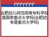 合肥幼儿师范高等专科学校是国家重点大学吗(合肥幼专是重点大学吗)