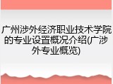 广州涉外经济职业技术学院的专业设置概况介绍(广涉外专业概览)