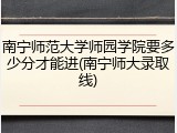 南宁师范大学师园学院要多少分才能进(南宁师大录取线)