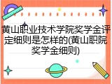 黄山职业技术学院奖学金评定细则是怎样的(黄山职院奖学金细则)