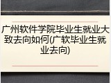 广州软件学院毕业生就业大致去向如何(广软毕业生就业去向)