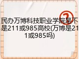 民办万博科技职业学院是不是211或985高校(万博是211或985吗)