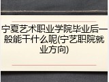 宁夏艺术职业学院毕业后一般能干什么呢(宁艺职院就业方向)