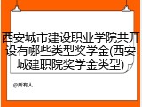 西安城市建设职业学院共开设有哪些类型奖学金(西安城建职院奖学金类型)