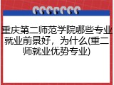 重庆第二师范学院哪些专业就业前景好，为什么(重二师就业优势专业)