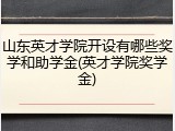 山东英才学院开设有哪些奖学和助学金(英才学院奖学金)