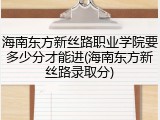 海南东方新丝路职业学院要多少分才能进(海南东方新丝路录取分)