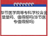 毕节医学高等专科学校含金量量吗，值得报吗(毕节医专值得报吗)