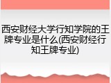 西安财经大学行知学院的王牌专业是什么(西安财经行知王牌专业)