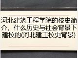 河北建筑工程学院的校史简介，什么历史与社会背景下建校的(河北建工校史背景)