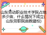 山东劳动职业技术学院占地多少亩，什么情况下成立(山东劳职院亩数建校)