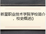 新星职业技术学院学校简介，校史概述()