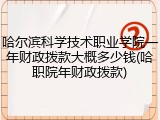 哈尔滨科学技术职业学院一年财政拨款大概多少钱(哈职院年财政拨款)