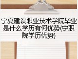 宁夏建设职业技术学院毕业是什么学历有何优势(宁职院学历优势)