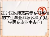 辽宁民族师范高等专科学校的学生毕业都怎么样了(辽宁民专毕业生去向)