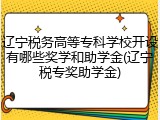 辽宁税务高等专科学校开设有哪些奖学和助学金(辽宁税专奖助学金)