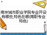 南京城市职业学院专业开设有哪些,特色在哪(南职专业特色)