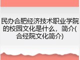 民办合肥经济技术职业学院的校园文化是什么，简介(合经院文化简介)