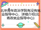 北京青年政治学院有没有就业指导中心，详细介绍(北青政就业指导中心)