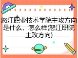 怒江职业技术学院主攻方向是什么，怎么样(怒江职院主攻方向)