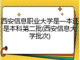 西安信息职业大学是一本还是本科第二批(西安信息大学批次)