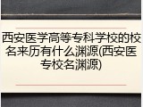 西安医学高等专科学校的校名来历有什么渊源(西安医专校名渊源)