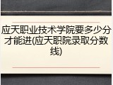 应天职业技术学院要多少分才能进(应天职院录取分数线)