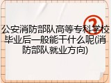 公安消防部队高等专科学校毕业后一般能干什么呢(消防部队就业方向)