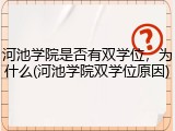 河池学院是否有双学位，为什么(河池学院双学位原因)