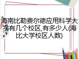 海南比勒费尔德应用科学大学有几个校区,有多少人(海比大学校区人数)