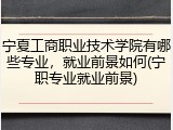 宁夏工商职业技术学院有哪些专业，就业前景如何(宁职专业就业前景)