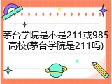 茅台学院是不是211或985高校(茅台学院是211吗)