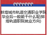 蚌埠城市轨道交通职业学院毕业后一般能干什么呢(蚌埠轨道职院就业方向)