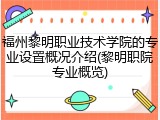 福州黎明职业技术学院的专业设置概况介绍(黎明职院专业概览)