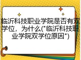 临沂科技职业学院是否有双学位，为什么("临沂科技职业学院双学位原因")