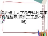 深圳理工大学是专科还是本科院校呢(深圳理工是本科吗)