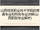 山西信息职业技术学院的普通专业和特色专业详解(山西职院专业解析)
