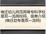 宿迁幼儿师范高等专科学校是双一流高校吗，简单介绍(宿迁幼专是双一流吗)