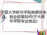 宁夏大学新华学院有哪些专业，就业前景如何(宁大新华学院专业就业)