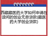 西藏藏医药大学如何申请在读间的创业无息贷款(藏医药大学创业贷款)
