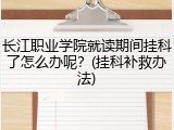 长江职业学院就读期间挂科了怎么办呢？(挂科补救办法)